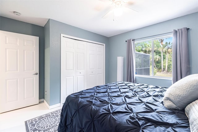 2661 30th Ave SE, Naples, FL 34117 - bedroom featuring a closet, baseboards, and ceiling fan