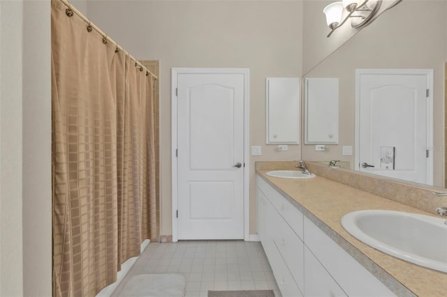 235 Tournament Rd, Rotonda West, FL 33947 - full bath with a sink, double vanity, and curtained shower