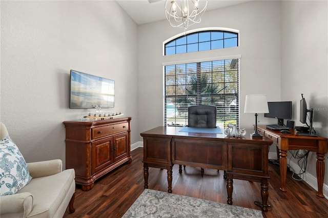 347 Portofino Dr, Punta Gorda, FL 33950 - office space with dark wood finished floors and a chandelier