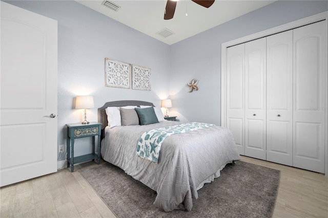 347 Portofino Dr, Punta Gorda, FL 33950 - bedroom with wood finished floors, a closet, and ceiling fan
