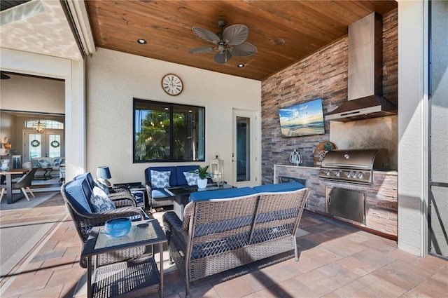 347 Portofino Dr, Punta Gorda, FL 33950 - view of patio / terrace with area for grilling, an outdoor hangout area, and ceiling fan