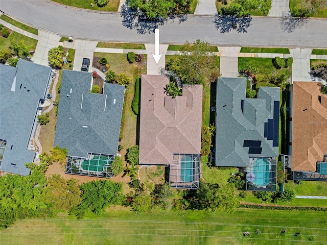 drone / aerial view with a residential view