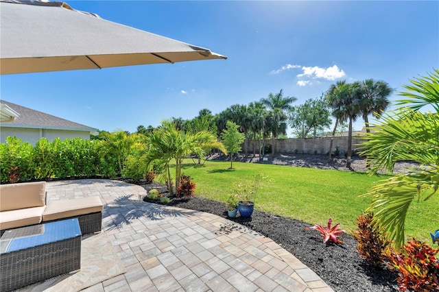view of patio featuring a fenced backyard