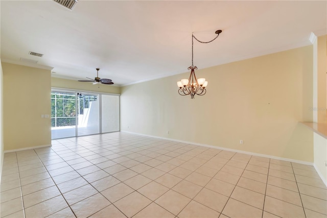 11291 Wine Palm Rd, Fort Myers, FL 33966 - empty room featuring light tile patterned floors, ornamental molding, and visible vents
