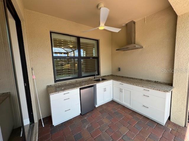 1263 Cicely Ct, North Port, FL 34289 - view of patio with area for grilling, a ceiling fan, and a sink