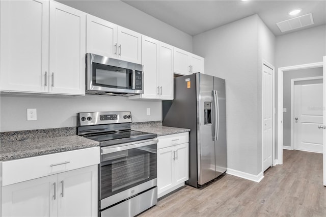 20241 Lorette Ave, Port Charlotte, FL 33954 - kitchen featuring light wood-style flooring, white cabinets, recessed lighting, visible vents, and stainless steel appliances