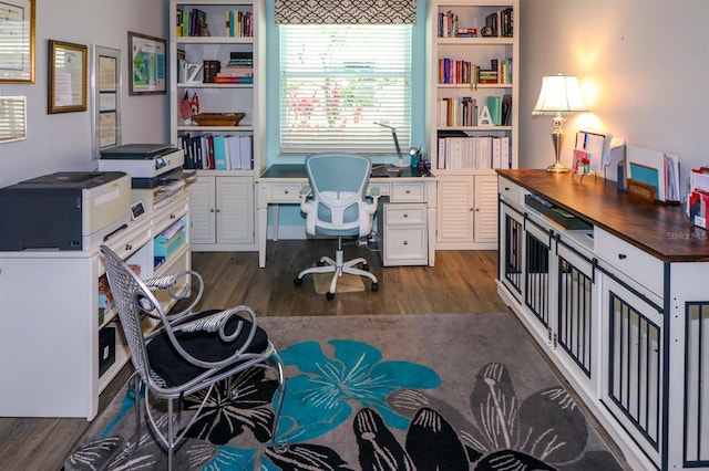 office space featuring dark wood finished floors