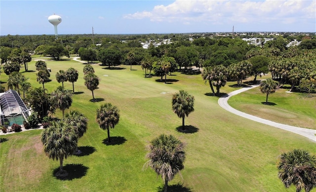 aerial view featuring view of golf course