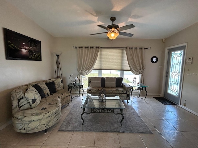 123 Poinsettia Cir NE, Port Charlotte, FL 33952 - living room featuring plenty of natural light, a ceiling fan, and tile patterned floors