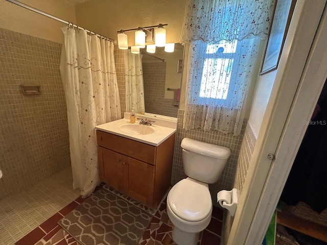 123 Poinsettia Cir NE, Port Charlotte, FL 33952 - bathroom featuring toilet, tiled shower, and vanity