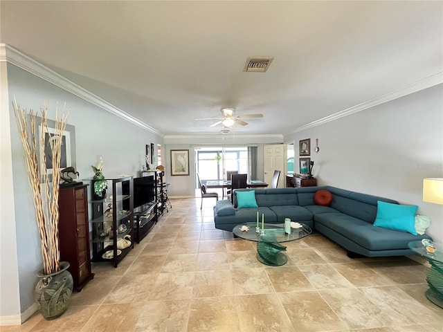 931 Juno Dr, Punta Gorda, FL 33950 - living area with ceiling fan and crown molding