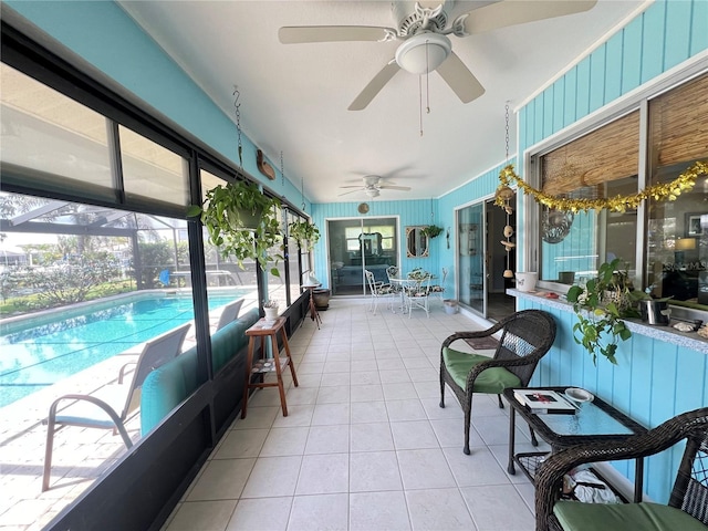 931 Juno Dr, Punta Gorda, FL 33950 - sunroom / solarium with a ceiling fan and outdoor dining space