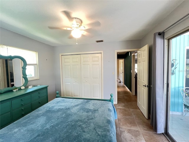931 Juno Dr, Punta Gorda, FL 33950 - tiled bedroom featuring a closet and a ceiling fan