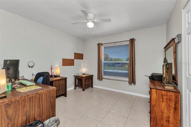 6344 Hera St, Englewood, FL 34224 - office space with light tile patterned flooring, a ceiling fan, and baseboards