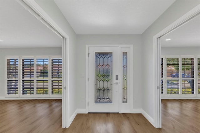 2718 Saint Thomas Dr, Punta Gorda, FL 33950 - entrance foyer with baseboards, wood finished floors, and a healthy amount of sunlight