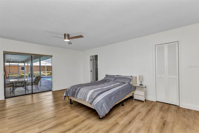 2718 Saint Thomas Dr, Punta Gorda, FL 33950 - bedroom with ceiling fan, light wood-type flooring, baseboards, and access to outside