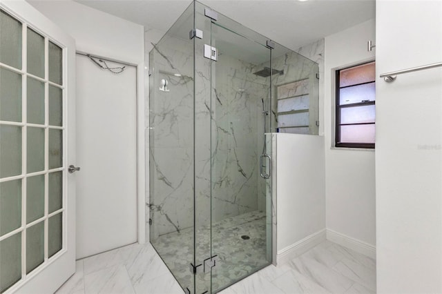 2718 Saint Thomas Dr, Punta Gorda, FL 33950 - bathroom with marble finish floor, baseboards, and a marble finish shower