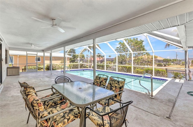 2718 Saint Thomas Dr, Punta Gorda, FL 33950 - pool featuring a lanai, outdoor dining area, a patio, and ceiling fan