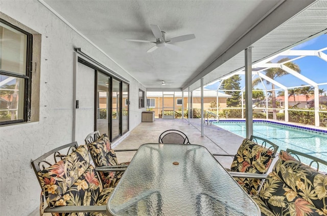 2718 Saint Thomas Dr, Punta Gorda, FL 33950 - pool with a lanai, a ceiling fan, outdoor dining space, and a patio
