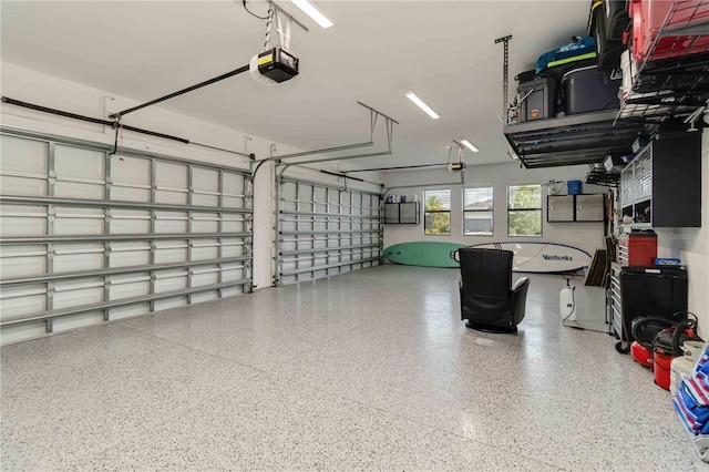 garage with a garage door opener