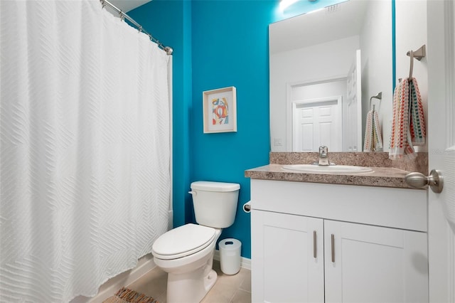 7209 W Lenox Cir, Punta Gorda, FL 33950 - full bathroom featuring toilet, tile patterned flooring, a shower with curtain, and vanity