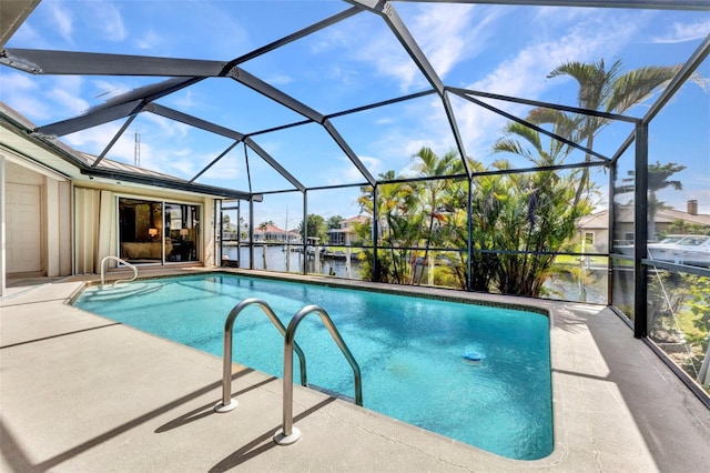3824 Aves Island Ct, Punta Gorda, FL 33950 - outdoor pool with a lanai, a patio, and a water view