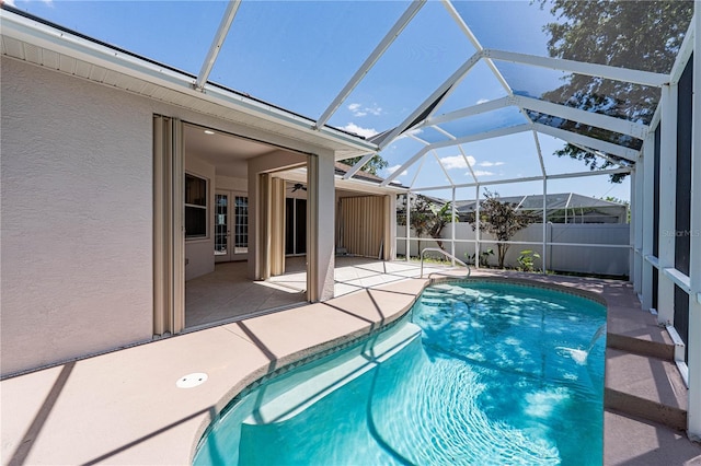 8315 Raoul Ave, North Port, FL 34291 - view of pool with a patio, fence, french doors, and a lanai