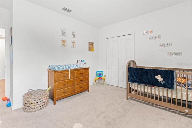 3476 Brewster Rd, North Port, FL 34288 - carpeted bedroom featuring visible vents, baseboards, and a closet