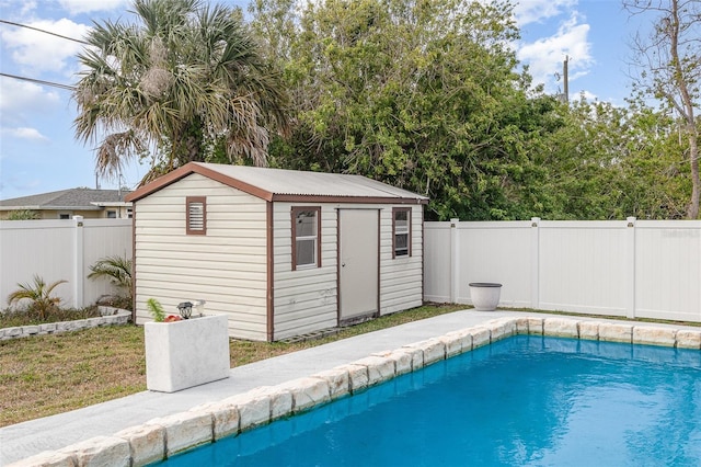 242 Seminole Blvd NW, Port Charlotte, FL 33952 - view of pool with a fenced backyard, a fenced in pool, a shed, and an outdoor structure