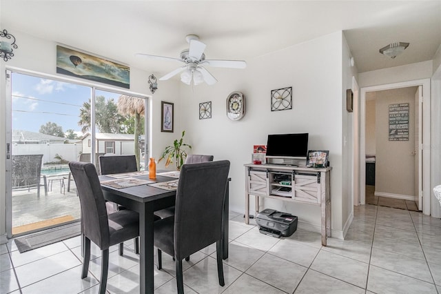 242 Seminole Blvd NW, Port Charlotte, FL 33952 - dining area featuring light tile patterned floors, baseboards, and a ceiling fan