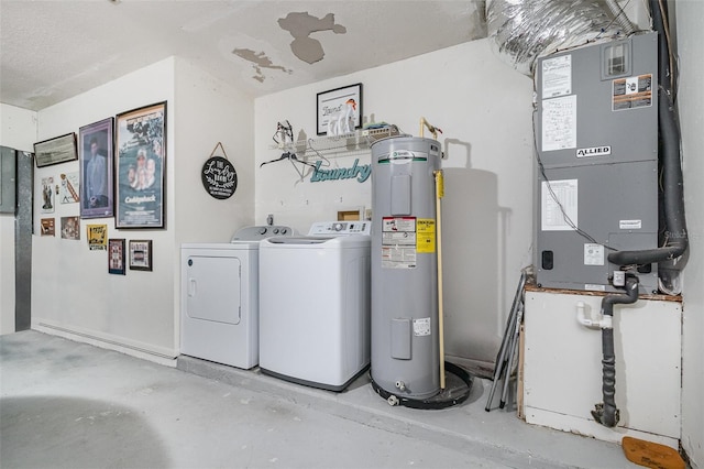 242 Seminole Blvd NW, Port Charlotte, FL 33952 - laundry room with independent washer and dryer, laundry area, heating unit, and water heater