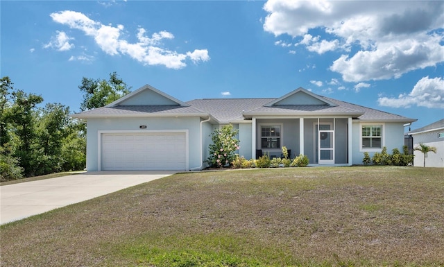 2229 Wakefield St, Port Charlotte, FL 33948 - ranch-style house featuring a garage, concrete driveway, stucco siding, and a front lawn