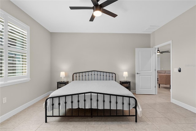 2229 Wakefield St, Port Charlotte, FL 33948 - bedroom featuring light tile patterned floors, baseboards, and a ceiling fan