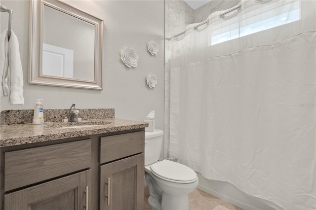 2229 Wakefield St, Port Charlotte, FL 33948 - bathroom featuring toilet, vanity, and shower / bath combination with curtain