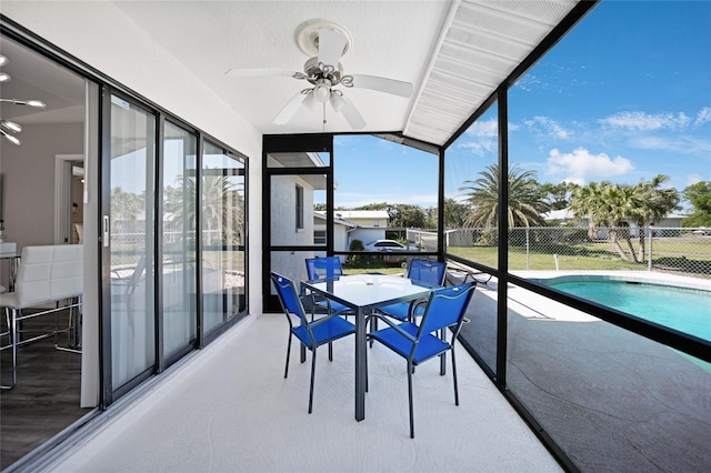 2621 Larkspur Dr, Punta Gorda, FL 33950 - sunroom with outdoor dining space and a ceiling fan