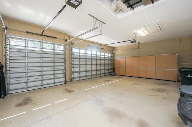 garage with a garage door opener