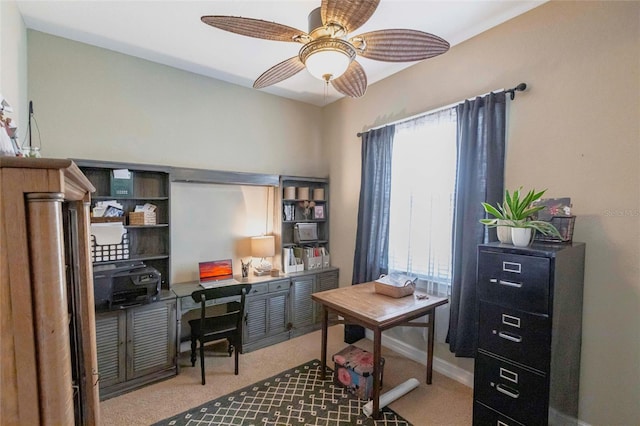 3712 Balboa Ct, Punta Gorda, FL 33983 - carpeted home office with a ceiling fan