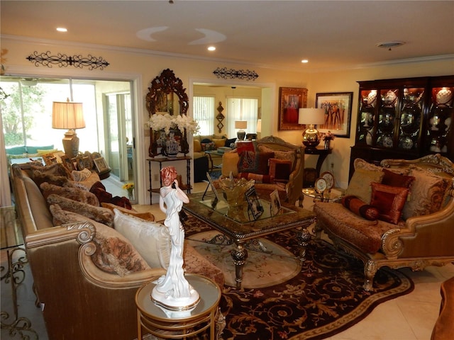 1233 Dewhurst St, Port Charlotte, FL 33952 - tiled living room with plenty of natural light and crown molding