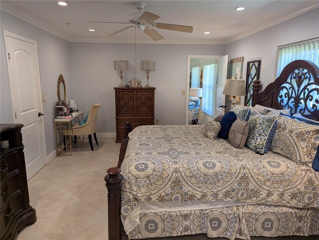 1233 Dewhurst St, Port Charlotte, FL 33952 - bedroom featuring recessed lighting, ornamental molding, and light tile patterned flooring