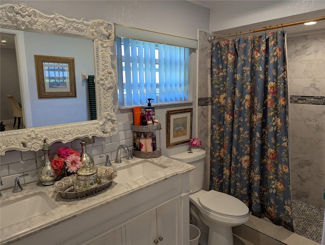 1233 Dewhurst St, Port Charlotte, FL 33952 - bathroom featuring tasteful backsplash, tiled shower, a sink, and toilet