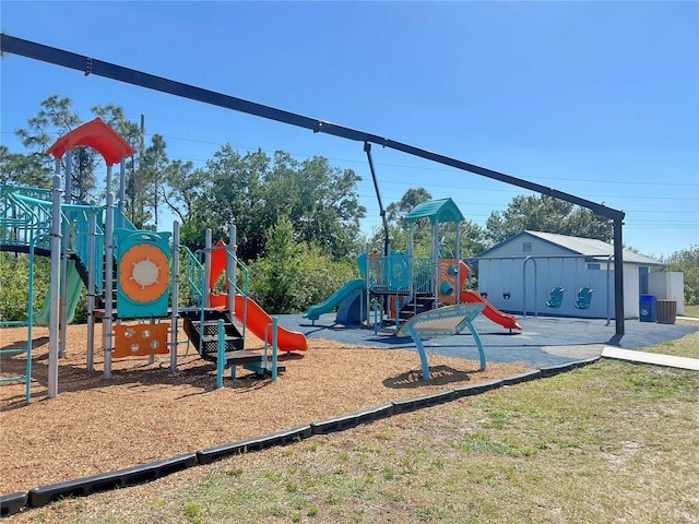 view of community jungle gym