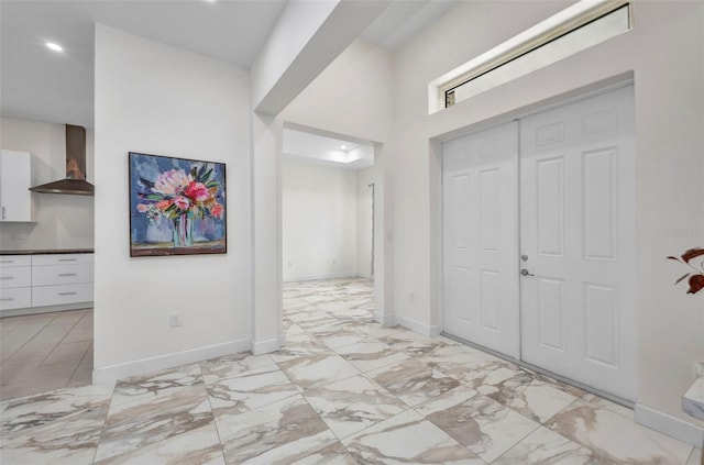 4213 Gardner Dr, Port Charlotte, FL 33952 - entrance foyer with light marble finish floors, recessed lighting, and baseboards
