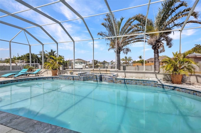 4213 Gardner Dr, Port Charlotte, FL 33952 - view of swimming pool with a lanai, a pool with connected hot tub, and a patio