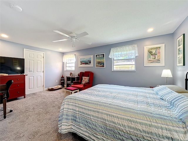 582 Ridgewood St NW, Port Charlotte, FL 33952 - bedroom featuring carpet, ceiling fan, and recessed lighting