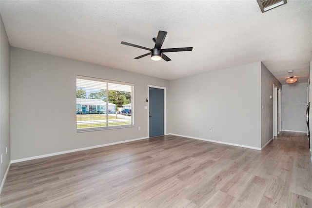 8238 San Jacinto Ave, North Port, FL 34287 - spare room with a ceiling fan, a textured ceiling, light wood-style flooring, baseboards, and visible vents