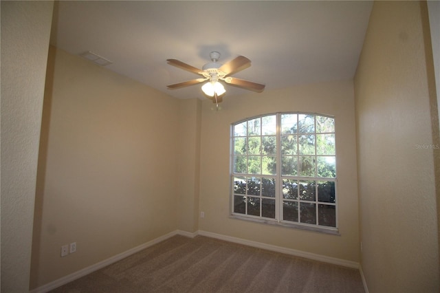 4749 Oakley Rd, North Port, FL 34288 - empty room featuring visible vents, ceiling fan, carpet, and baseboards