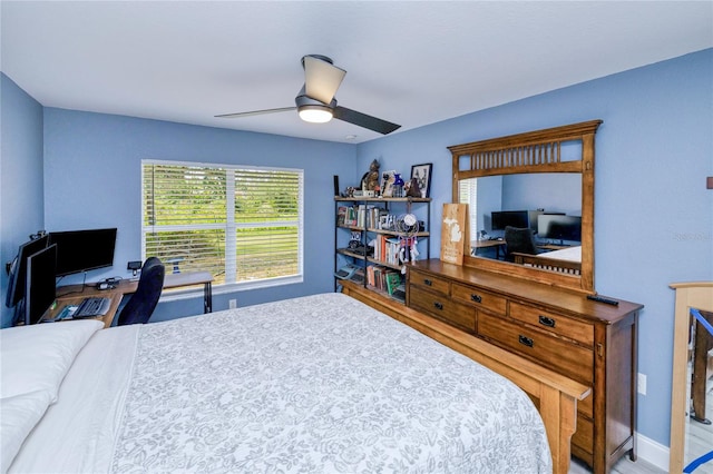 bedroom featuring ceiling fan