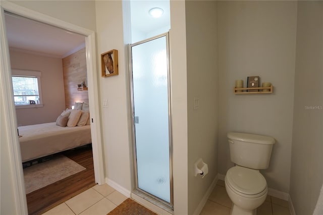 10740 Pearl Bay Cir, Estero, FL 33928 - ensuite bathroom featuring ensuite bath, toilet, ornamental molding, and a stall shower