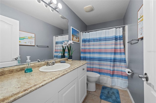 1773 Portage St, North Port, FL 34287 - full bathroom featuring vanity, tile patterned floors, toilet, and curtained shower