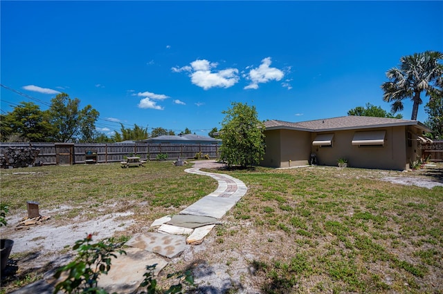 view of yard featuring a fenced backyard